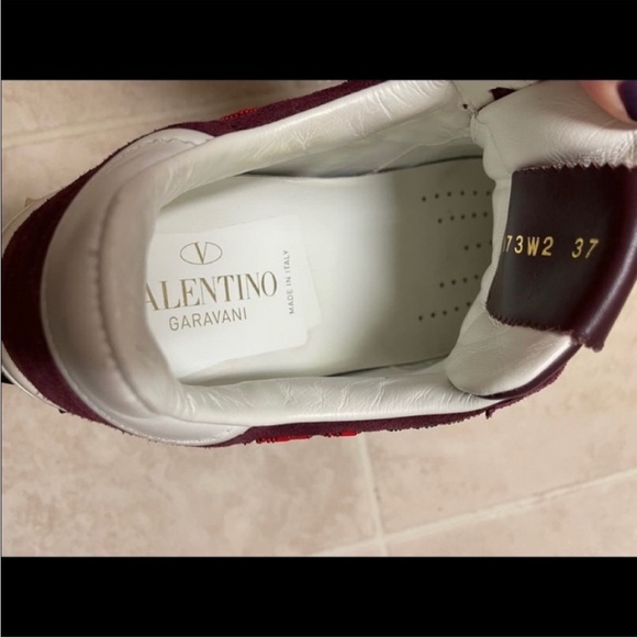 Valentino Burgundy Sneakers with Colorful Embroidery - Picture 3 of 6